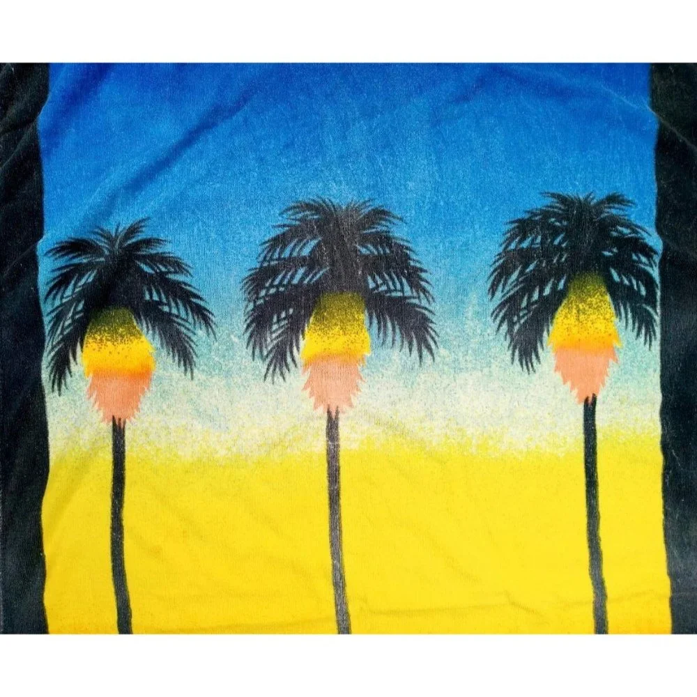Vintage Beach Towel Surf Palm Trees Ocean Classic Car Chevy Bel Air Seven Seas